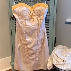Strapless cream dress